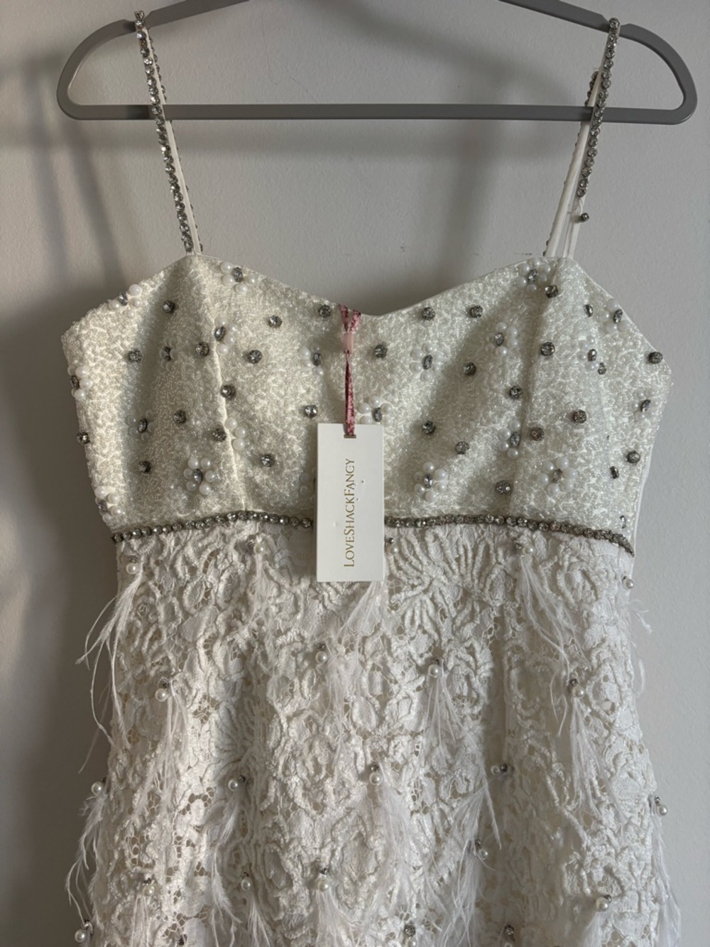 LOVESHACKFANCY - BRIANNE BEADED MINI DRESS - CREAM size 8 NWT - Picture 6 of 10